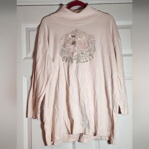 W'espa Vintage Snow Society Light Pink Turtleneck Has Minor Wash Wear
